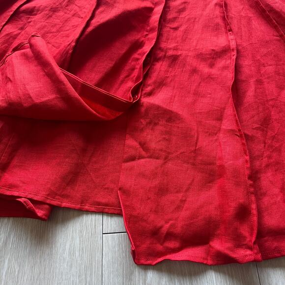 J Crew Seamed Linen Dress With Removable Belt Medium Red FLAW - Picture 9 of 16